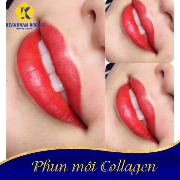 Lips spraying collagen