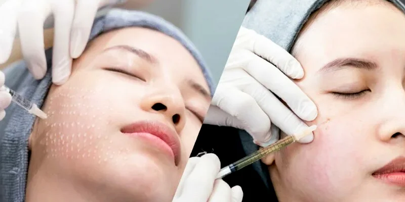 What's In a Skin Booster? PRP, PDRN, Exosome & HA Explained 1 Skin booster injection technique delivering actives into the mid-dermis